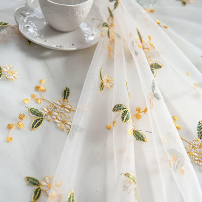 Elegant Lace Tablecloth Floral Embroidery Lace Table Cover Overlay for Party Wedding Kitchen Dining Home Decorations (Yellow,39"x51")