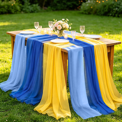 6 Pcs Amalfi Coast Lemon Party Decorations Chiffon Table Runner Cloth Rustic Fabric for Mediterranean Capri Positano Wedding Birthday Bridal Shower Decor