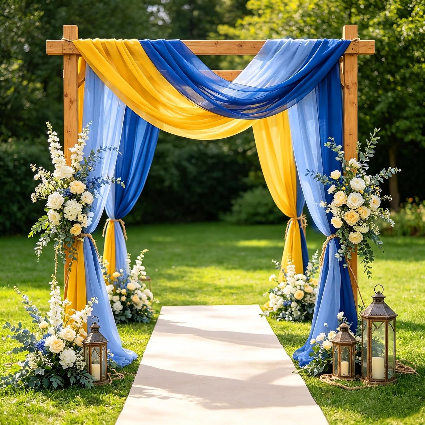 6 Pcs Amalfi Coast Lemon Party Decorations Chiffon Table Runner Cloth Rustic Fabric for Mediterranean Capri Positano Wedding Birthday Bridal Shower Decor