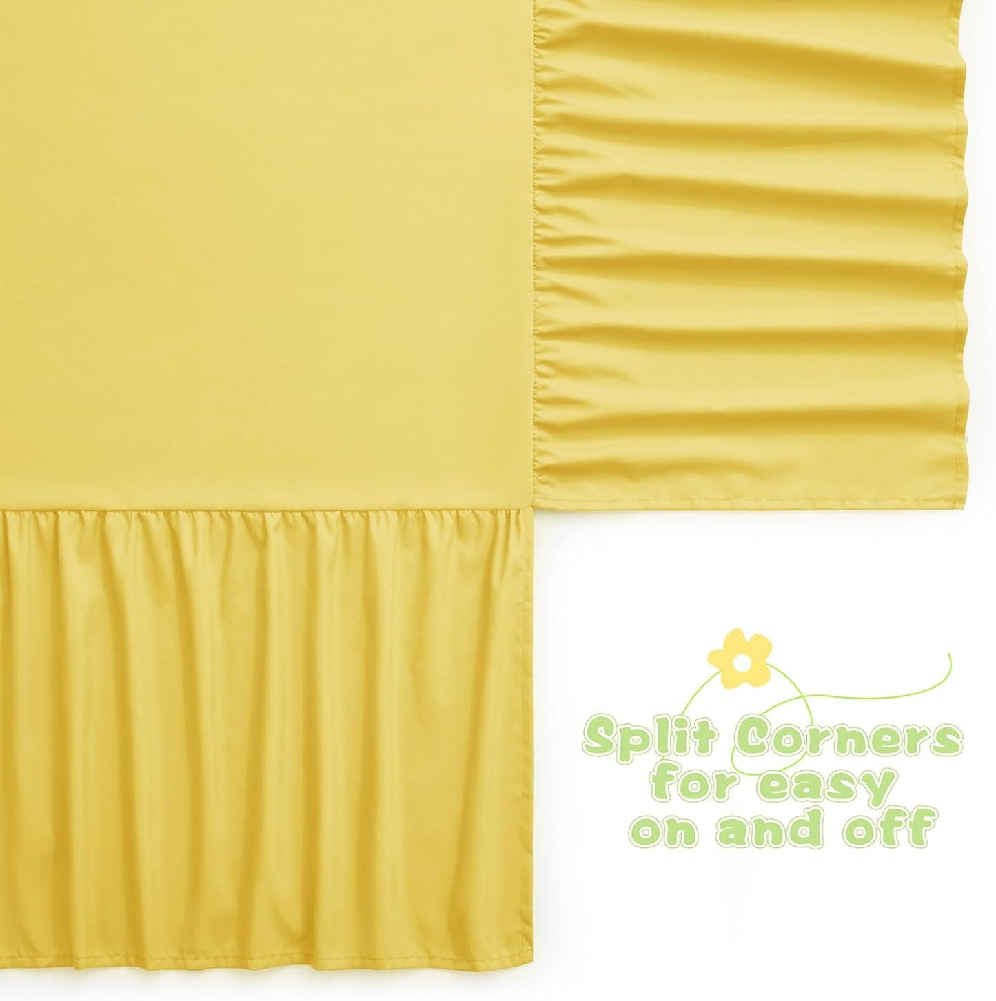 Yellow Crib Skirt Dust Ruffle, Microfiber Crib Bed Skirt 52"x28" with 14" Drop, Durable Full Coverage Toddler Bedskirt Fit for Baby Boys Girls Nursery Standard Crib
