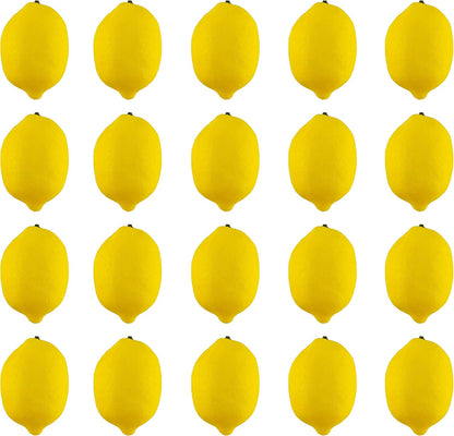 Artificial Lemons Simulation Lifelike Small Lemons Fake Fruit for Home Kitchen Wedding Party Decoration Photography 20pcs Set (Yellow)