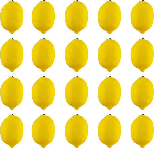 Artificial Lemons Simulation Lifelike Small Lemons Fake Fruit for Home Kitchen Wedding Party Decoration Photography 20pcs Set (Yellow)