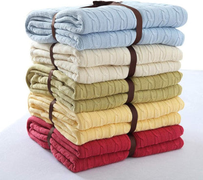 59x79inch Cotton Cable Knit Sherpa Throw Blanket Yellow Cozy Knitted Fleece Blankets for Couch,Sofa,Bed Winter Blanket Photo Prop