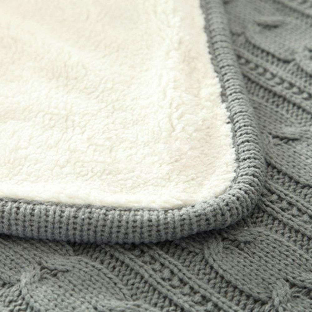 59x79inch Cotton Cable Knit Sherpa Throw Blanket Yellow Cozy Knitted Fleece Blankets for Couch,Sofa,Bed Winter Blanket Photo Prop