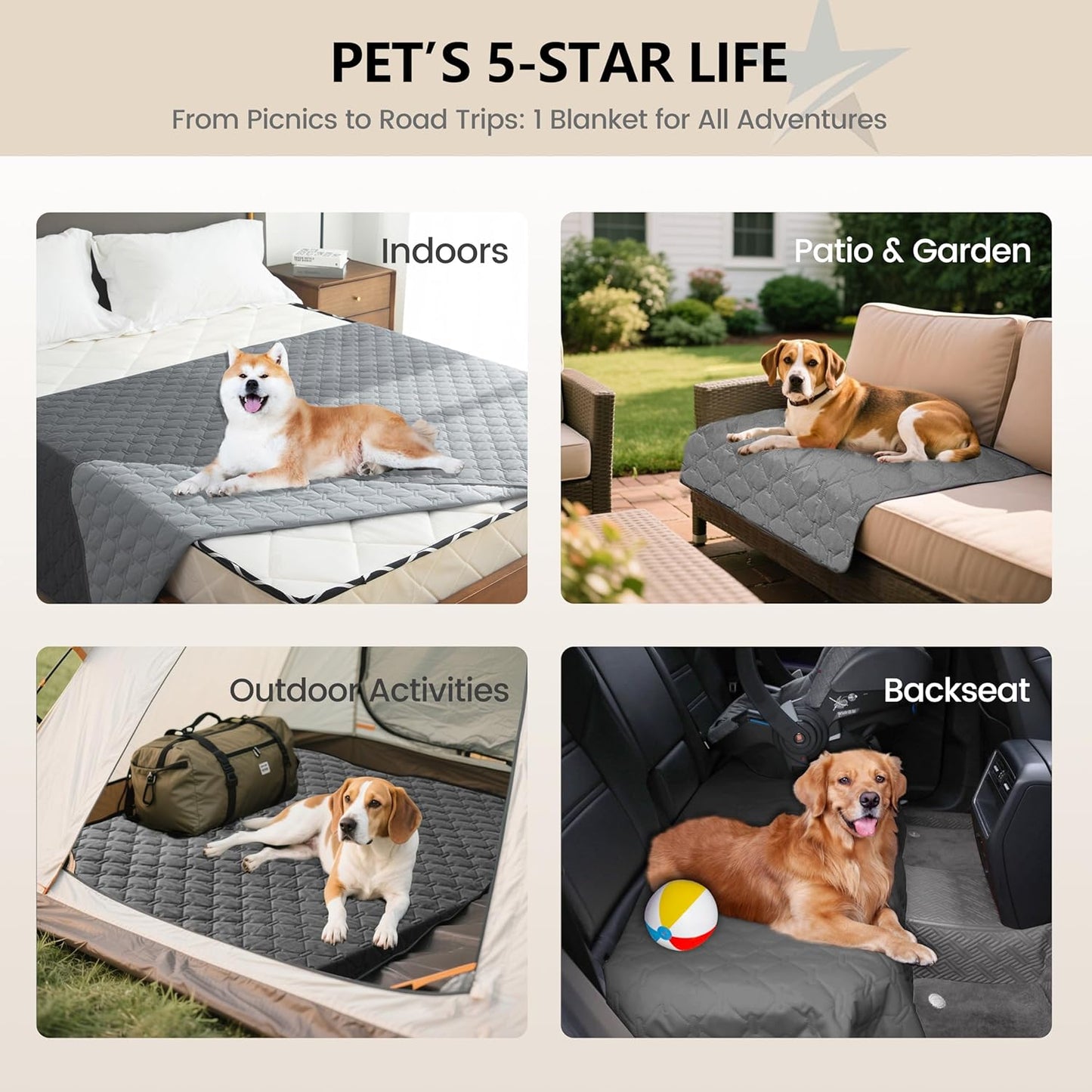 3X Stronger Waterproof Pet Blanket, Scratch Proof Furniture Protector for Dogs Cats, Reversible Cover 30x70 Inch, Dark Grey/Light Grey