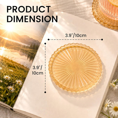 Silicone Coasters for Drinks[4 pcs,No Holder] Dual-Sided Light-Play Design, Non-Stick Cup Covers & Table Mats, Coffee Table Decor, Amber