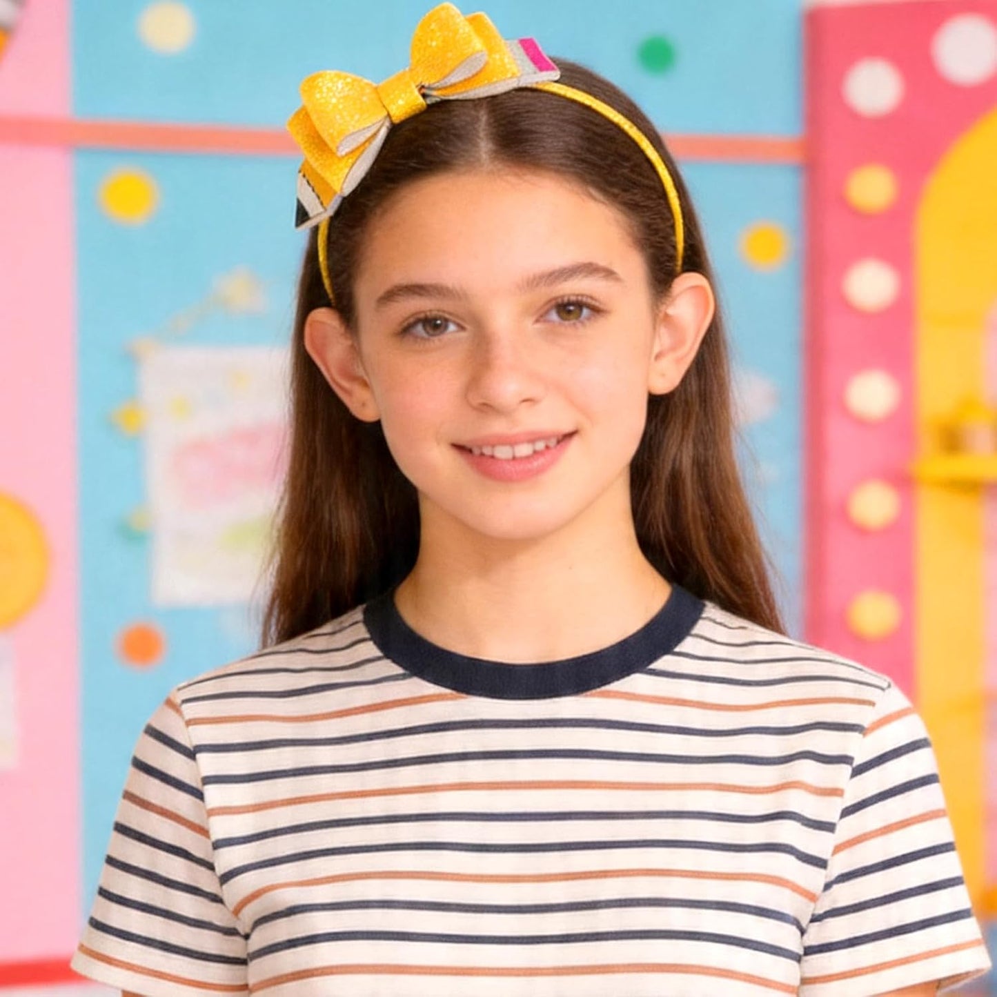 Pencil Bow Headband, Yellow Glitter Bow Hairband for Girls, Back to School Outfit Accessory, The First Day of School Hair Accessories, Cute Pencil Themed Hair Hoop for Teachers&Students