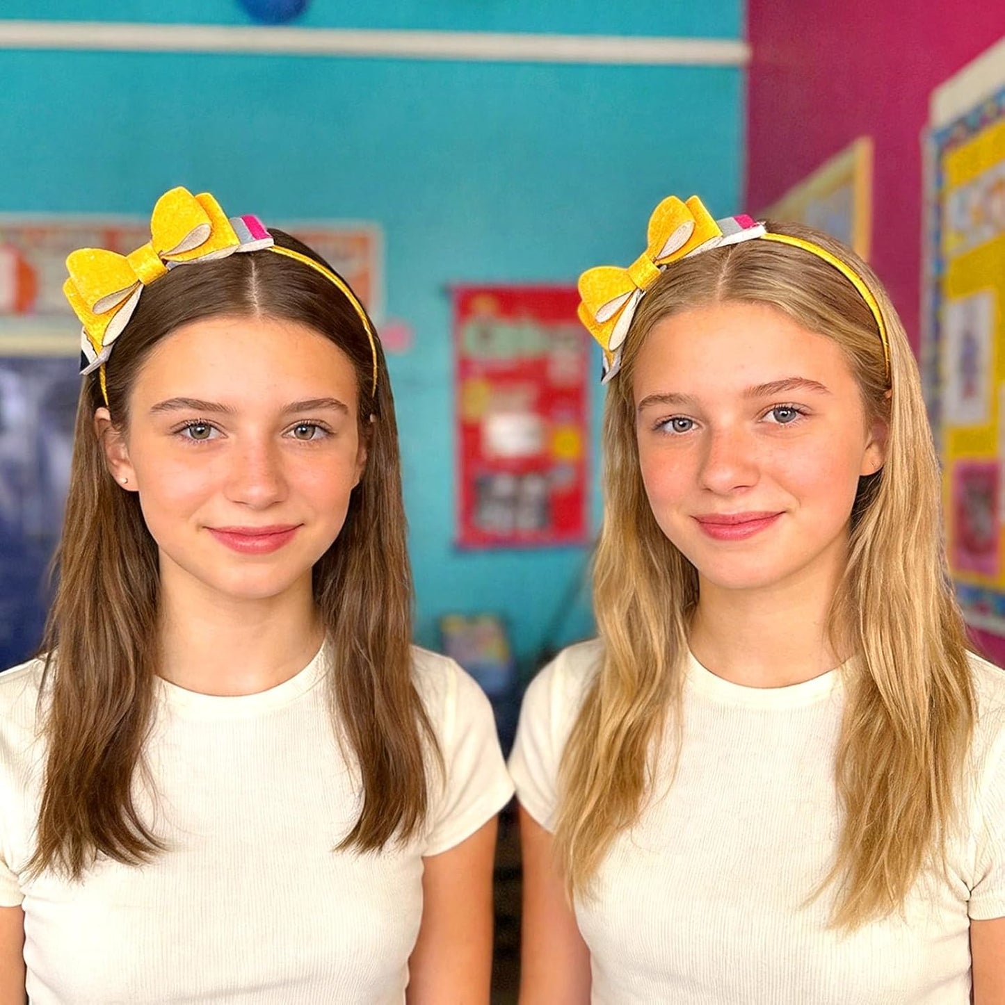 Pencil Bow Headband, Yellow Glitter Bow Hairband for Girls, Back to School Outfit Accessory, The First Day of School Hair Accessories, Cute Pencil Themed Hair Hoop for Teachers&Students