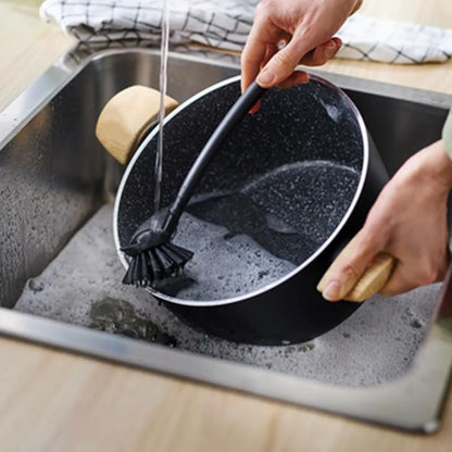 2 Pcs Scrub Brush with Handle 11'' Dish Scrubber Brush Kitchen Sink Brush Long Handle Dish Cleaning Brush for Kitchen Dishes Pot Sink Cleaning,Yellow