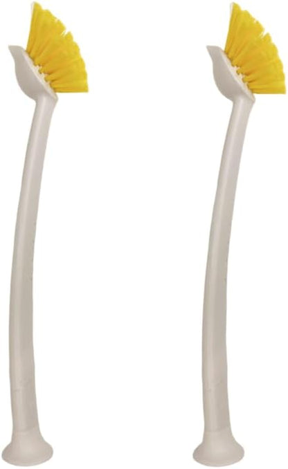 2 Pcs Scrub Brush with Handle 11'' Dish Scrubber Brush Kitchen Sink Brush Long Handle Dish Cleaning Brush for Kitchen Dishes Pot Sink Cleaning,Yellow