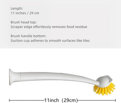 2 Pcs Scrub Brush with Handle 11'' Dish Scrubber Brush Kitchen Sink Brush Long Handle Dish Cleaning Brush for Kitchen Dishes Pot Sink Cleaning,Yellow