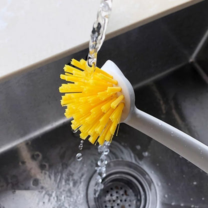 2 Pcs Scrub Brush with Handle 11'' Dish Scrubber Brush Kitchen Sink Brush Long Handle Dish Cleaning Brush for Kitchen Dishes Pot Sink Cleaning,Yellow