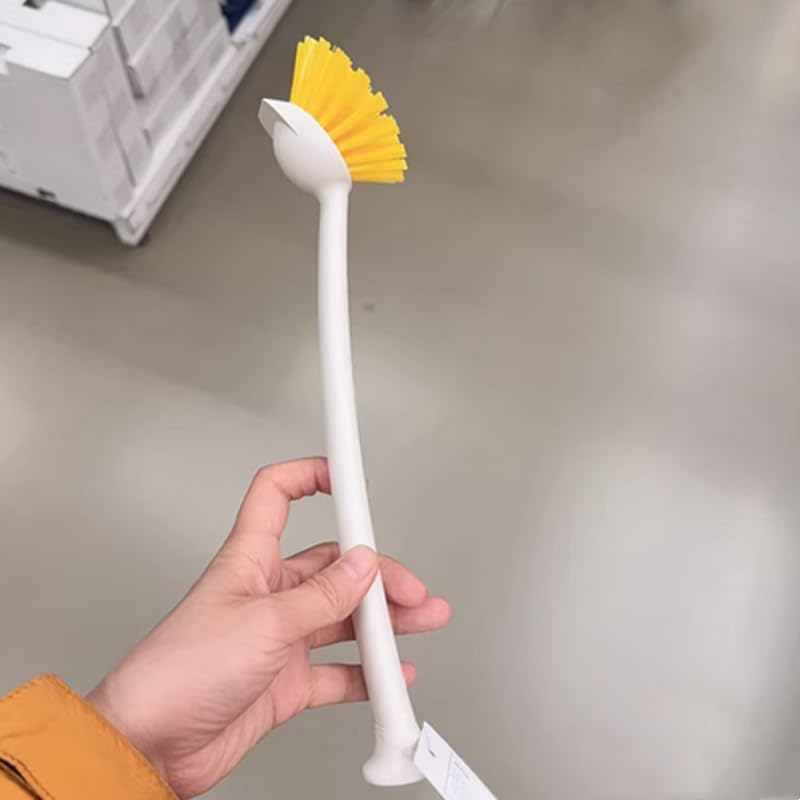 2 Pcs Scrub Brush with Handle 11'' Dish Scrubber Brush Kitchen Sink Brush Long Handle Dish Cleaning Brush for Kitchen Dishes Pot Sink Cleaning,Yellow