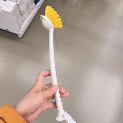 2 Pcs Scrub Brush with Handle 11'' Dish Scrubber Brush Kitchen Sink Brush Long Handle Dish Cleaning Brush for Kitchen Dishes Pot Sink Cleaning,Yellow