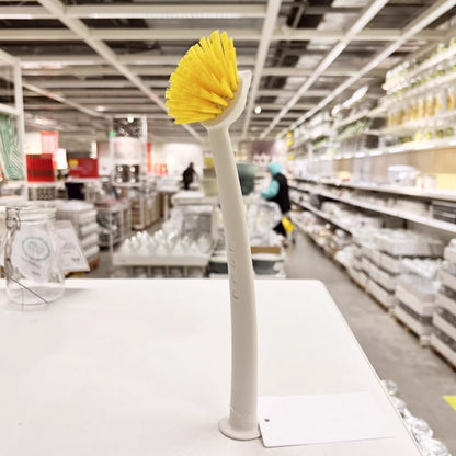 2 Pcs Scrub Brush with Handle 11'' Dish Scrubber Brush Kitchen Sink Brush Long Handle Dish Cleaning Brush for Kitchen Dishes Pot Sink Cleaning,Yellow