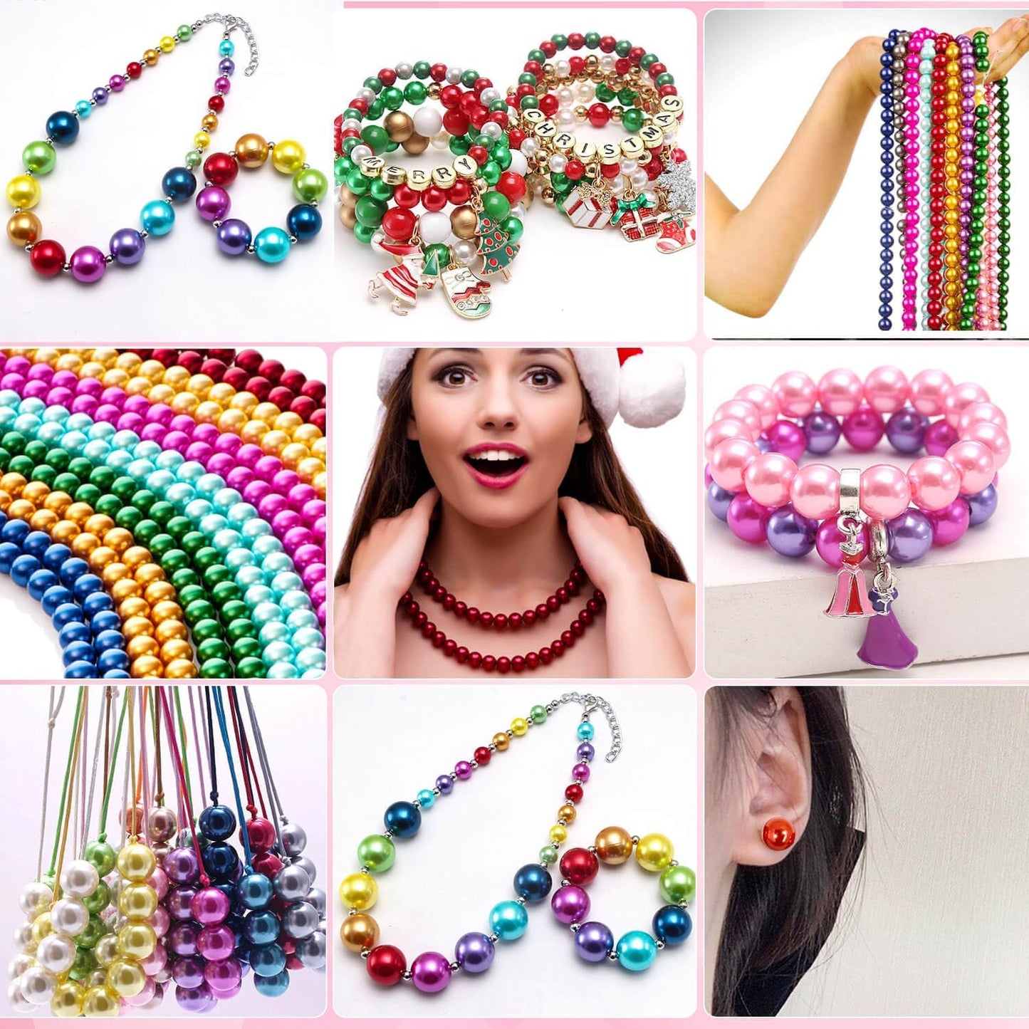 1750pcs Pearl Craft Beads with Hole for Jewelry Making - Yellow 4mm 6mm 8mm 10mm 12mm Loose Spacer Beads for Necklace, Bracelet, Earring, Ring, Choker, Wedding Dress Decor