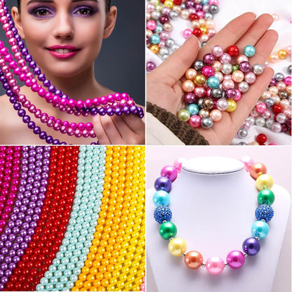 1750pcs Pearl Craft Beads with Hole for Jewelry Making - Yellow 4mm 6mm 8mm 10mm 12mm Loose Spacer Beads for Necklace, Bracelet, Earring, Ring, Choker, Wedding Dress Decor