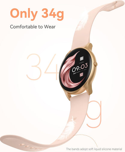 Smart Watch for Women, 5ATM Waterproof Smartwatch&100+ Sports Modes | for Android and iOS Phones, Fitness Tracker Watch with Heart Rate Monitor Pedometer Sleep Monitor, Pink