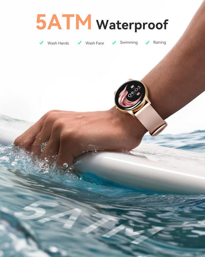 Smart Watch for Women, 5ATM Waterproof Smartwatch&100+ Sports Modes | for Android and iOS Phones, Fitness Tracker Watch with Heart Rate Monitor Pedometer Sleep Monitor, Pink