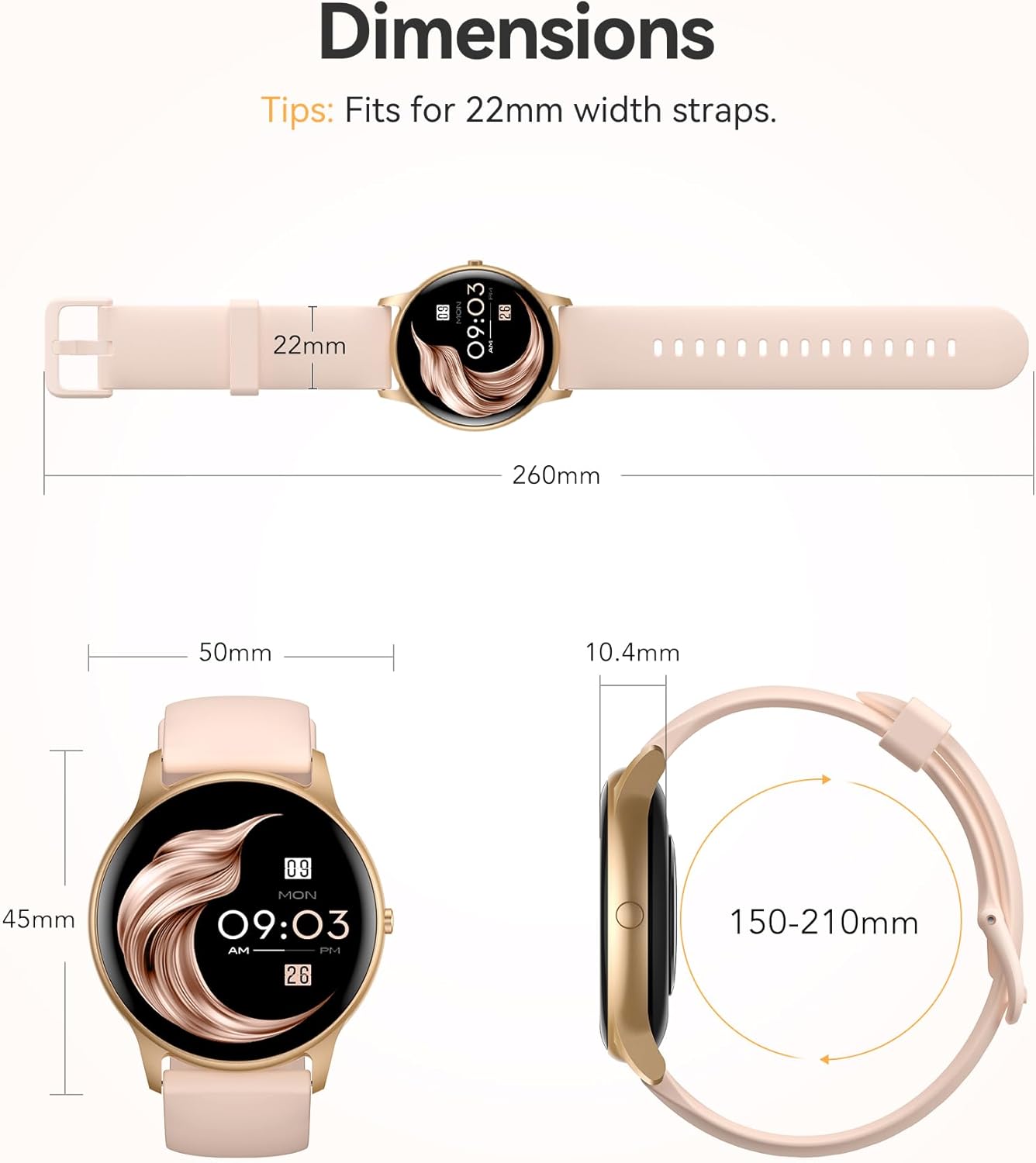 Smart Watch for Women, 5ATM Waterproof Smartwatch&100+ Sports Modes | for Android and iOS Phones, Fitness Tracker Watch with Heart Rate Monitor Pedometer Sleep Monitor, Pink