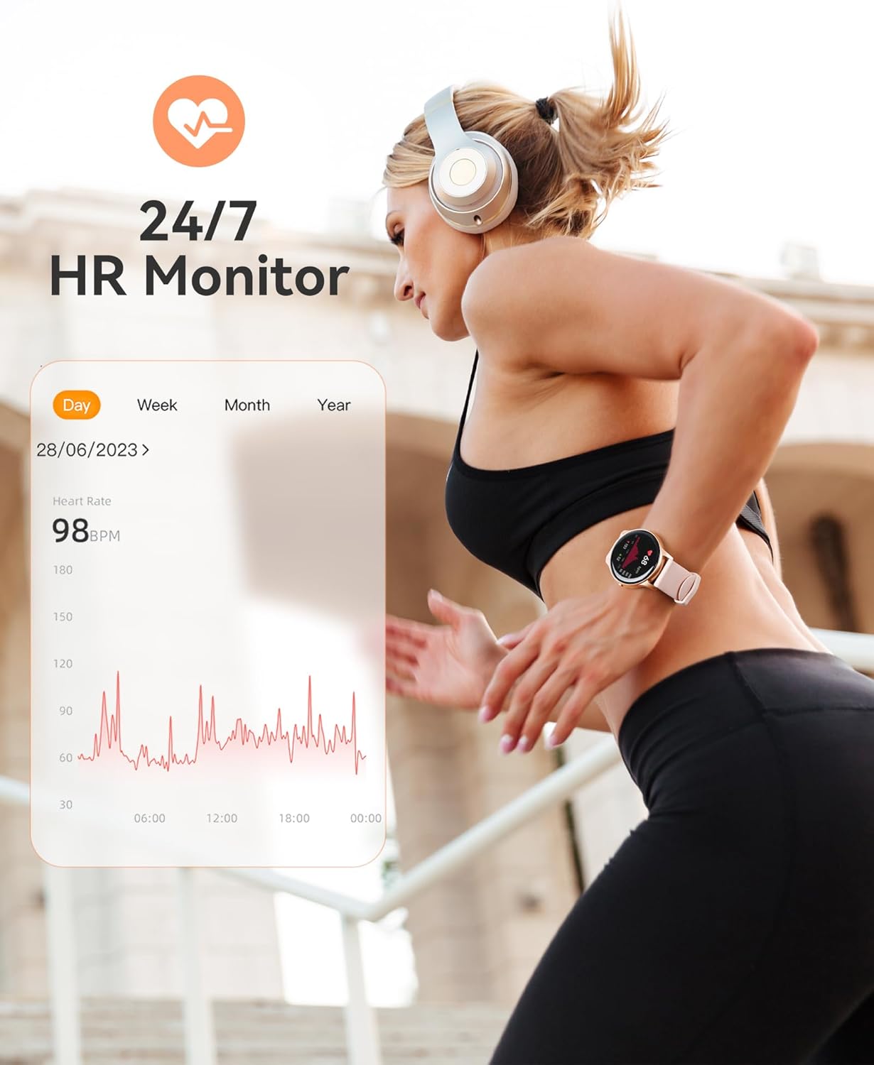 Smart Watch for Women, 5ATM Waterproof Smartwatch&100+ Sports Modes | for Android and iOS Phones, Fitness Tracker Watch with Heart Rate Monitor Pedometer Sleep Monitor, Pink