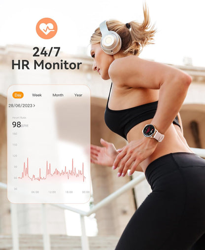 Smart Watch for Women, 5ATM Waterproof Smartwatch&100+ Sports Modes | for Android and iOS Phones, Fitness Tracker Watch with Heart Rate Monitor Pedometer Sleep Monitor, Pink