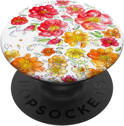 Trendy Floral Botanical Garden Pink Orange Red Yellow Rose PopSockets PopGrip: Swappable Grip for Phones & Tablets
