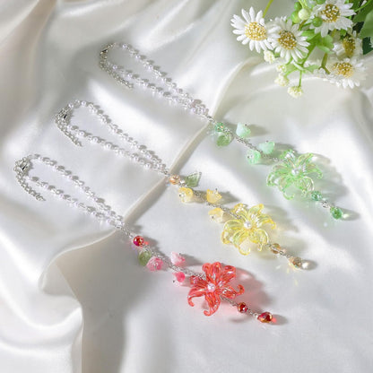 Lily Flower Leaf Car Charm Yellow Summer Waterlily Floral | Glass Resin Design. Features Suncatcher. Rearview Mirror Charm , Car Interior Decoration