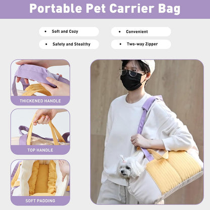 ETIAL Portable Pet Carrier Bag for Cats & Dogs Up to 14lbs - Breathable Mesh Shoulder Sling with Removable Cushion,Double-Layer Zipper Design for Outdoor Travel - Convertible Pet Bed & Carrier Yellow