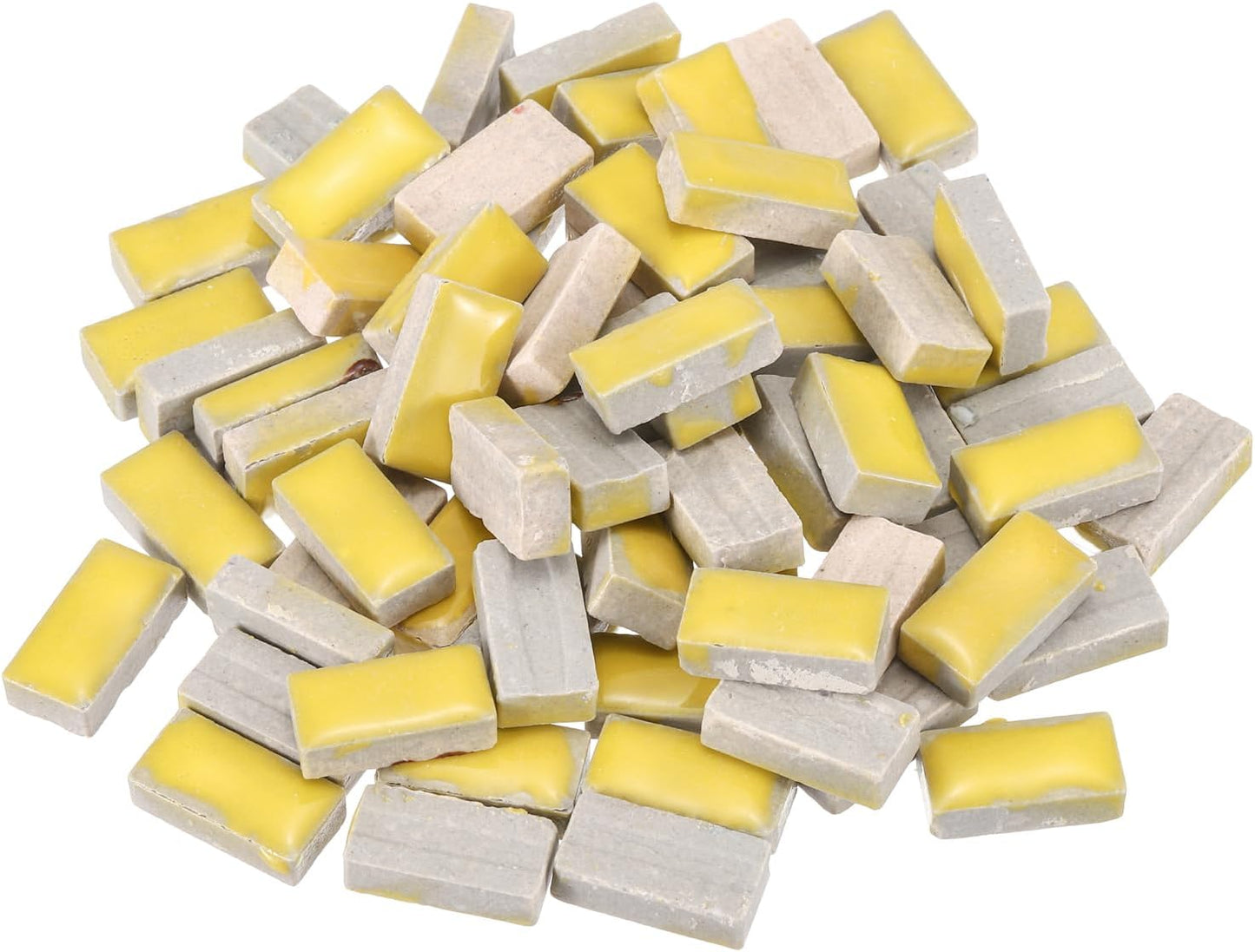 200g Ceramic Mosaic Tiles for Crafts Bulk, Rectangle Yellow Ceramic Tiles for Mosaic Kits Garden Stepping Stone Cup Mat