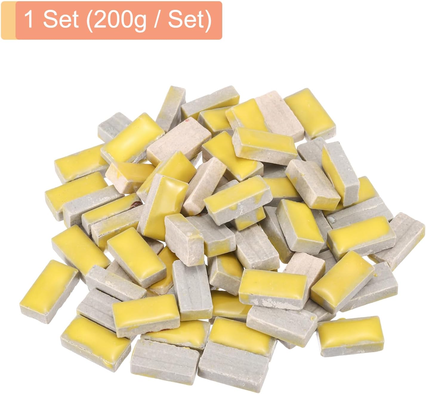 200g Ceramic Mosaic Tiles for Crafts Bulk, Rectangle Yellow Ceramic Tiles for Mosaic Kits Garden Stepping Stone Cup Mat
