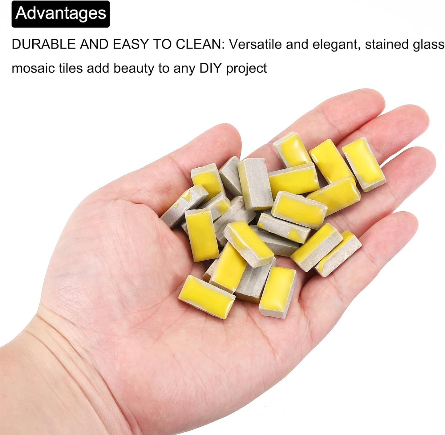 200g Ceramic Mosaic Tiles for Crafts Bulk, Rectangle Yellow Ceramic Tiles for Mosaic Kits Garden Stepping Stone Cup Mat