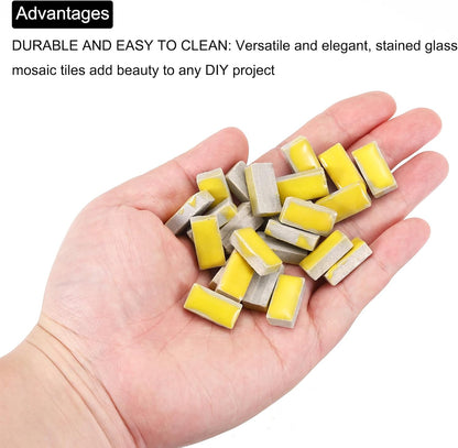 200g Ceramic Mosaic Tiles for Crafts Bulk, Rectangle Yellow Ceramic Tiles for Mosaic Kits Garden Stepping Stone Cup Mat