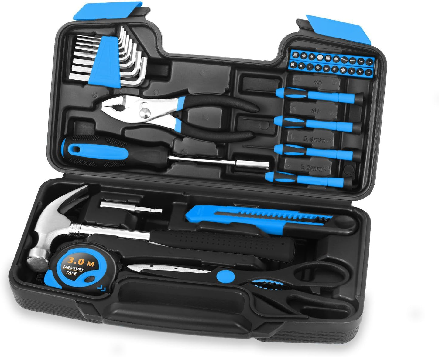 39-Piece Household Tool Kit, Home Tool Set with Plastic Toolbox | Basic Home Tool Set with Storage Case, General Household Hand Tool Kit, Home Garage Office College Dormitory Use, Yellow