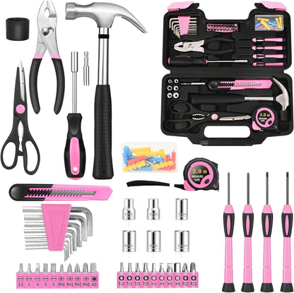 39-Piece Household Tool Kit, Home Tool Set with Plastic Toolbox | Basic Home Tool Set with Storage Case, General Household Hand Tool Kit, Home Garage Office College Dormitory Use, Yellow
