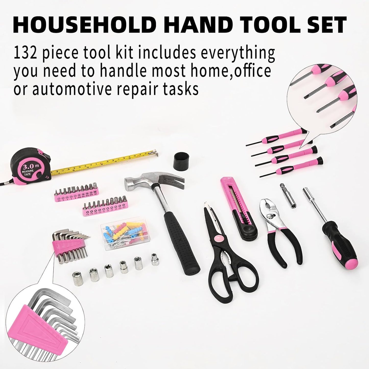 39-Piece Household Tool Kit, Home Tool Set with Plastic Toolbox | Basic Home Tool Set with Storage Case, General Household Hand Tool Kit, Home Garage Office College Dormitory Use, Yellow