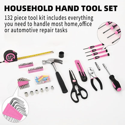 39-Piece Household Tool Kit, Home Tool Set with Plastic Toolbox | Basic Home Tool Set with Storage Case, General Household Hand Tool Kit, Home Garage Office College Dormitory Use, Yellow
