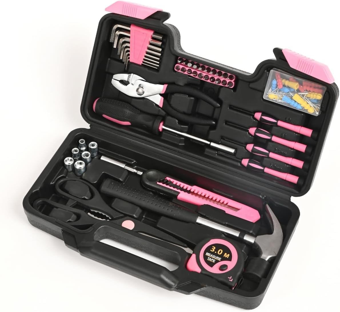 39-Piece Household Tool Kit, Home Tool Set with Plastic Toolbox | Basic Home Tool Set with Storage Case, General Household Hand Tool Kit, Home Garage Office College Dormitory Use, Yellow