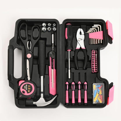 39-Piece Household Tool Kit, Home Tool Set with Plastic Toolbox | Basic Home Tool Set with Storage Case, General Household Hand Tool Kit, Home Garage Office College Dormitory Use, Yellow