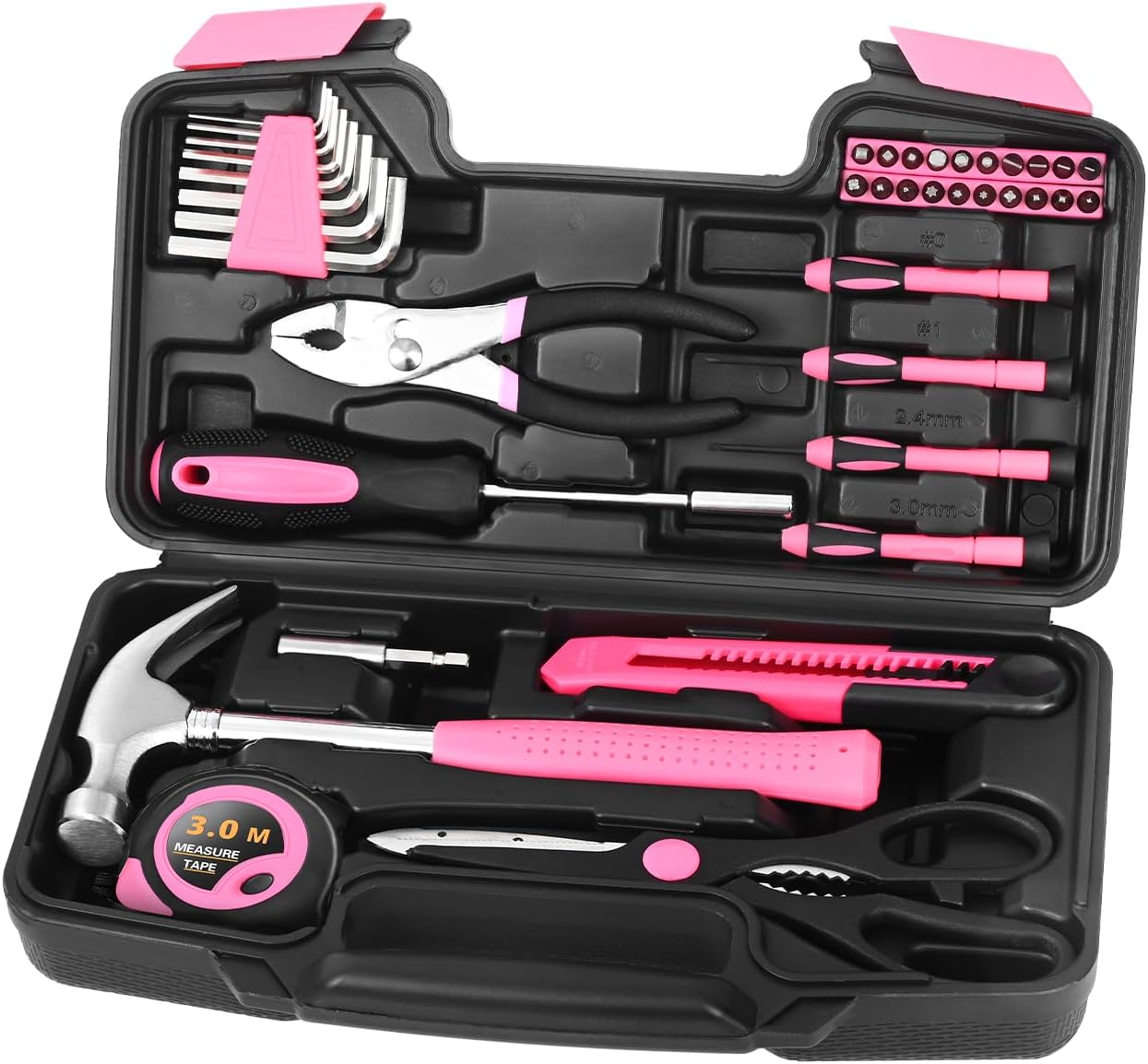 39-Piece Household Tool Kit, Home Tool Set with Plastic Toolbox | Basic Home Tool Set with Storage Case, General Household Hand Tool Kit, Home Garage Office College Dormitory Use, Yellow