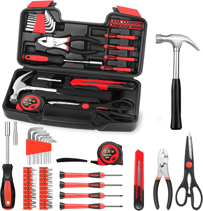 39-Piece Household Tool Kit, Home Tool Set with Plastic Toolbox | Basic Home Tool Set with Storage Case, General Household Hand Tool Kit, Home Garage Office College Dormitory Use, Yellow