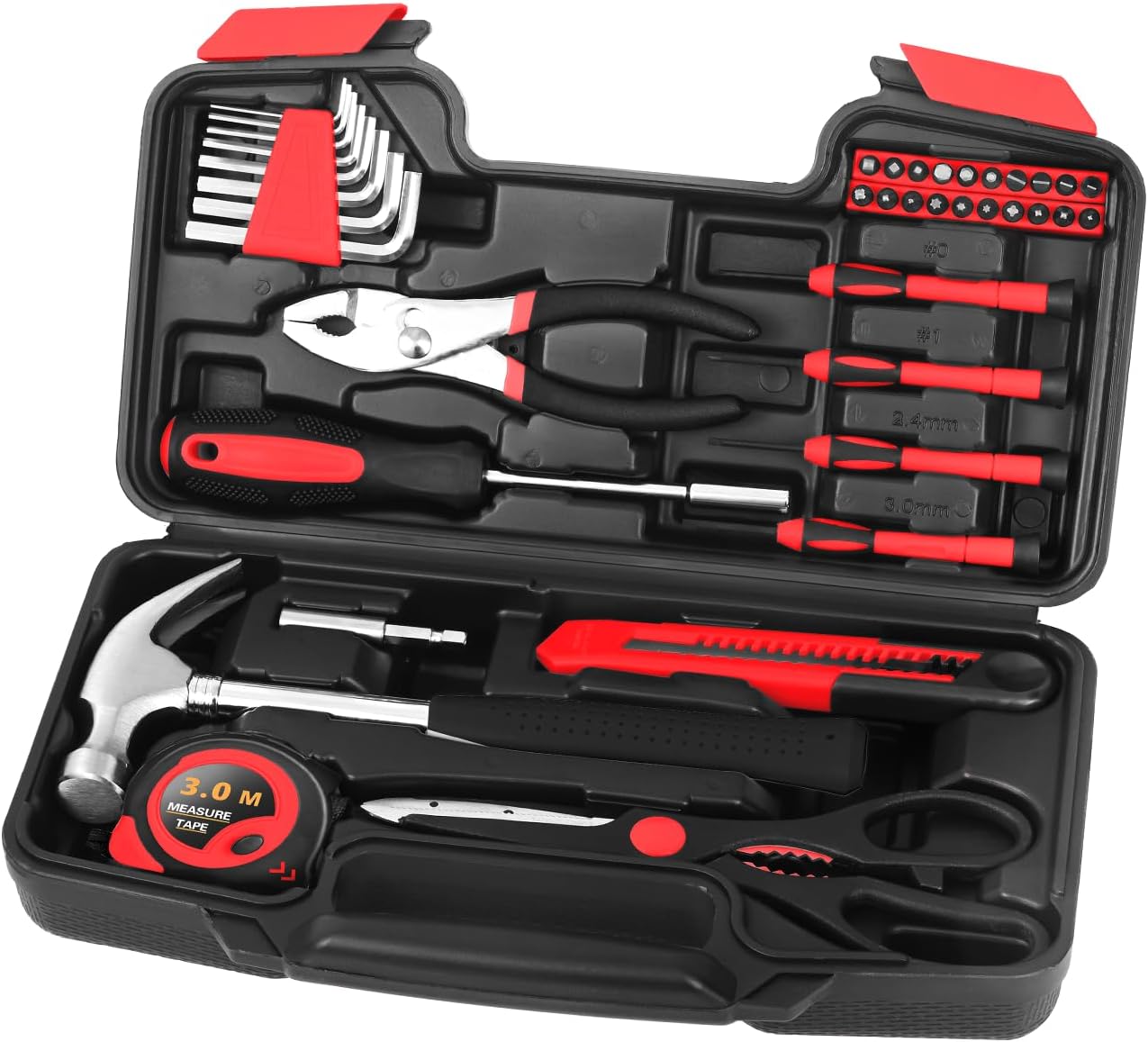 39-Piece Household Tool Kit, Home Tool Set with Plastic Toolbox | Basic Home Tool Set with Storage Case, General Household Hand Tool Kit, Home Garage Office College Dormitory Use, Yellow
