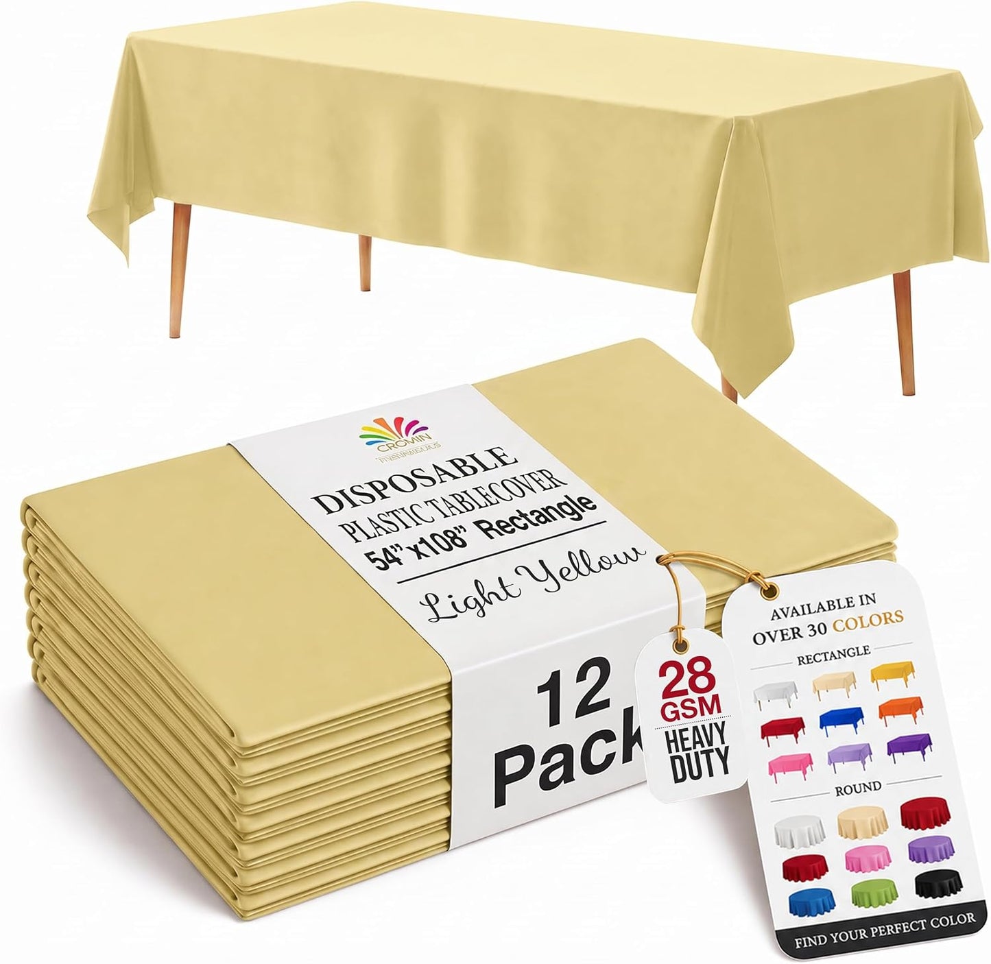 *Premium* Light Yellow Table Cover 12 Pack