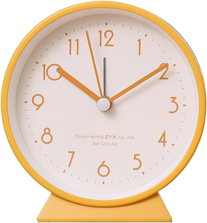 Simple Alarm Clock Watch, Bedside Alarm for Student Dormitory, Night Light, Silent Bedroom Battery Powered(Yellow)