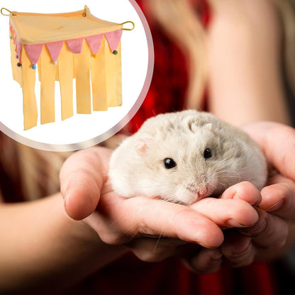 Small Animal Hideout Cave and Chinchilla Hammock Corner Bed, Soft Warm Guinea Pig Shelter with Four-Sided Yellow Cover, S Size for Hamsters, Rabbits, and Small Pets’ Year-Round