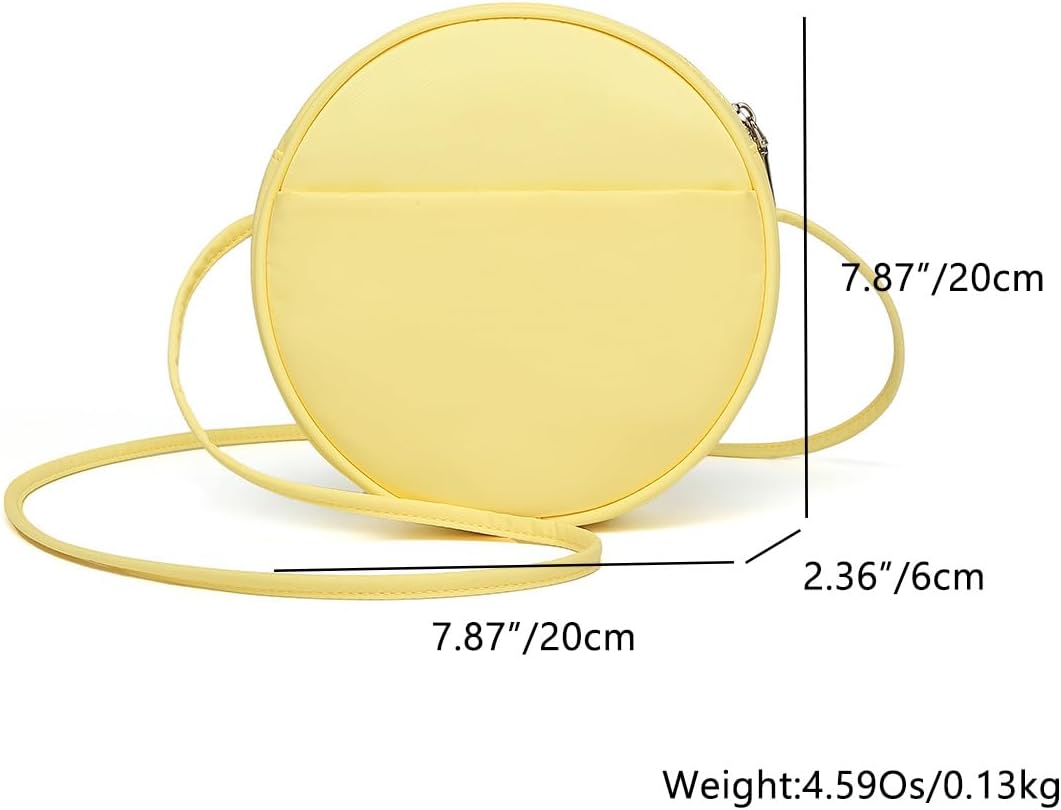 Circle Purse for Women, Round Crossbody Bag with Zipper