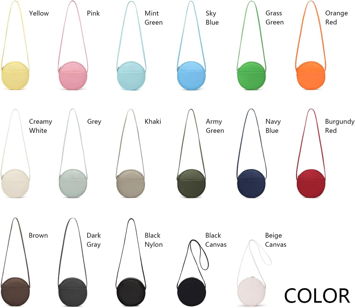 Circle Purse for Women, Round Crossbody Bag with Zipper