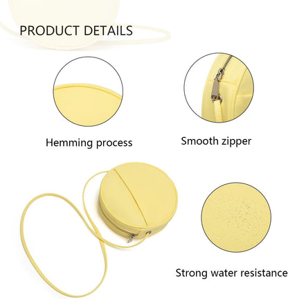 Circle Purse for Women, Round Crossbody Bag with Zipper