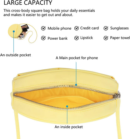 Circle Purse for Women, Round Crossbody Bag with Zipper