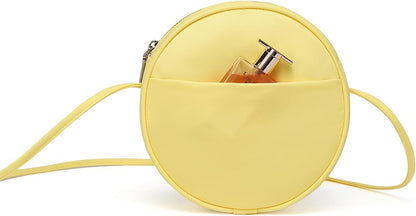 Circle Purse for Women, Round Crossbody Bag with Zipper
